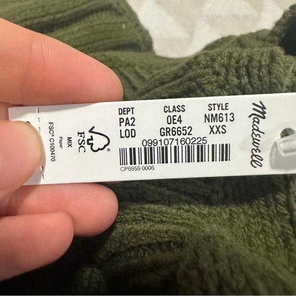 Madewell Cable-Knit V-Neck Crop Sweater loden green - Picture 4 of 4